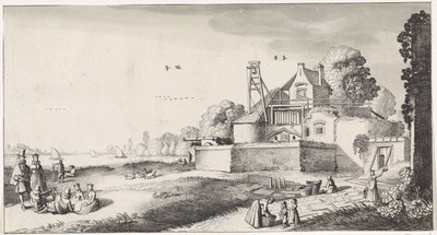 Bir kale için çamaşır suyu alanı Playsante manzaraları ve eğlenceli sahneler (dizi başlığı) by Jan van de Velde (II)