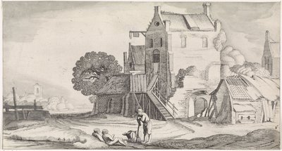 Bir handa üç konuşan figür Hoş manzaralar ve eğlenceli manzaralar (seri başlığı) by Jan van de Velde (II)
