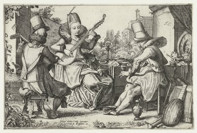 Bir bahçede müzik yapan zarif şirket by Jan van de Velde (II)