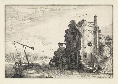 Yuvarlak bir kuledeki bir handa rakamlar Manzaralar (dizi başlığı) Amenissimae aliquot requculae (dizi başlığı) by Jan van de Velde (II)