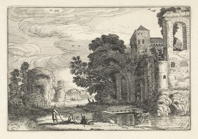 Nehir kenarındaki bir kalede rakamlar Manzaralar (dizi başlığı) Amenissimae aliquot requculae (dizi başlığı) by Jan van de Velde (II)