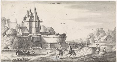Bir nehir manzarasında bir kalede rakamlar Playsante manzaraları ve eğlenceli sahneler (dizi başlığı) by Jan van de Velde (II)