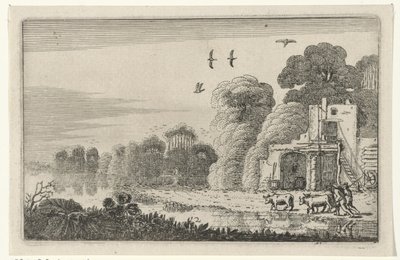 çizimler koeien bij een ruïne ile tanıştı Harabeler (dizi adı) (dizi adı) by Jan van de Velde (II)