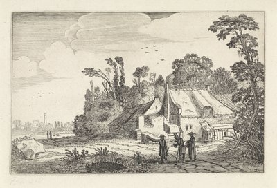 Bir çiftlikte bir köy yolunda rakamlar Manzaralar (dizi başlığı) Amenissimae aliquot requculae (dizi başlığı) by Jan van de Velde (II)