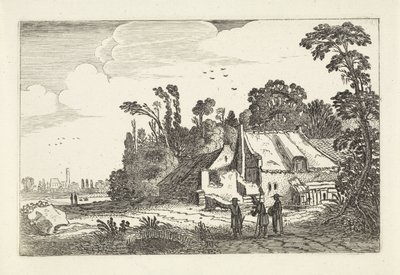 Bir çiftlikte bir köy yolunda rakamlar Manzaralar (dizi başlığı) Amenissimae aliquot requculae (dizi başlığı) by Jan van de Velde (II)