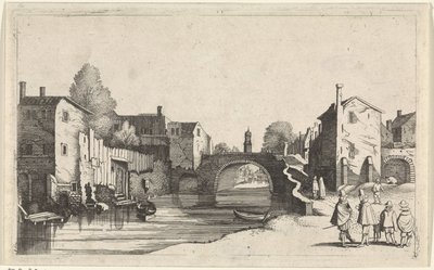Bir şehirde bir kanal görünümü Deniz Manzaraları (dizi adı) by Jan van de Velde (II)