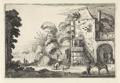 Bir manzara içinde Inn Manzaralar (dizi başlığı) Amenissimae aliquot requculae (dizi başlığı) by Jan van de Velde (II)