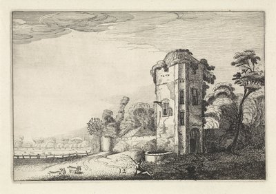 Kuyusu olan bir kulede çoban Manzaralar (dizi başlığı) Amenissimae aliquot requculae (dizi başlığı) by Jan van de Velde (II)