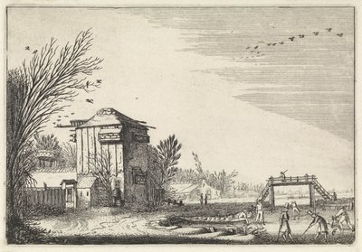 Bir güvercinlik, buz üzerinde flask oyuncular Manzaralar (dizi başlığı) Amenissimae aliquot requculae (dizi başlığı) by Jan van de Velde (II)
