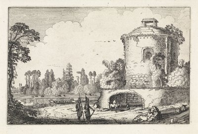 Yuvarlak bir kule ile manzara Manzaralar (dizi başlığı) Amenissimae aliquot requculae (dizi başlığı) by Jan van de Velde (II)