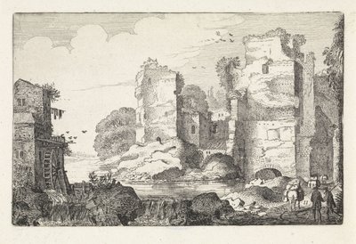 Kalıntılar ve su değirmeni ile manzara Manzaralar (dizi başlığı) Amenissimae aliquot requculae (dizi başlığı) by Jan van de Velde (II)