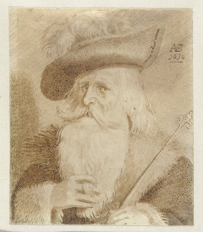 Kürk yakalı, şapkalı ve personelli adam by Jan van de Velde (II)