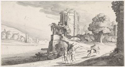 Bir nehir üzerinde yuvarlak kule Keyifli manzaralar ve eğlenceli şiirler (dizi adı) by Jan van de Velde (II)