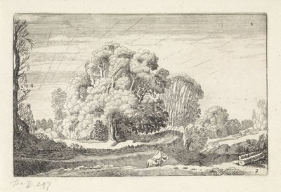 Gün doğumunda bir manzarada binici Manzaralar (dizi başlığı) Amenissimae aliquot requculae (dizi başlığı) by Jan van de Velde (II)