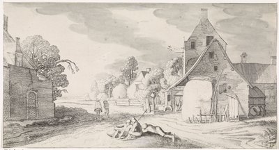 Köyde bir yol boyunca köylüleri dinlendirmek Playsante manzaraları ve eğlenceli sahneler (dizi başlığı) by Jan van de Velde (II)