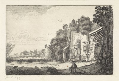 Bir evin harabesinde çocuğu olan kadın Manzaralar (dizi başlığı) Amenissimae aliquot requculae (dizi başlığı) by Jan van de Velde (II)