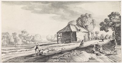 Su değirmeninde yol ayrımı Playsante manzaraları ve eğlenceli sahneler (dizi başlığı) by Jan van de Velde (II)