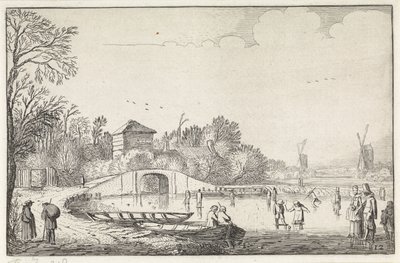 Bir köprüde patenciler ile kış manzarası Manzaralar (dizi başlığı) Amenissimae aliquot requculae (dizi başlığı) by Jan van de Velde (II)