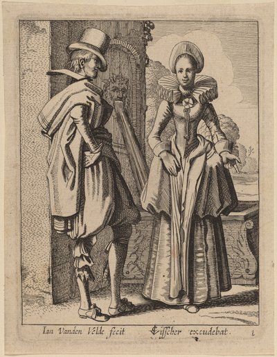 Kostümlü İki Figür by Jan van de Velde II