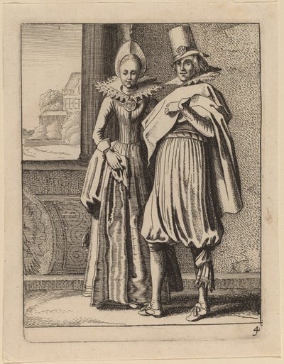 Kostümlü İki Figür by Jan van de Velde II
