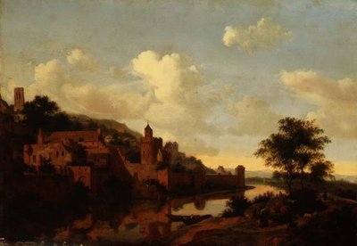 Nehrin Üzerinde Müstahkem Bir Kasaba (panel) by Jan van der Heyden