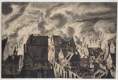 Elandsgracht'ta yangın by Jan van der Heyden