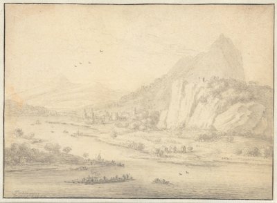 Teknelerle Dağlık Nehir Manzarası by Jan van der Meer (II)