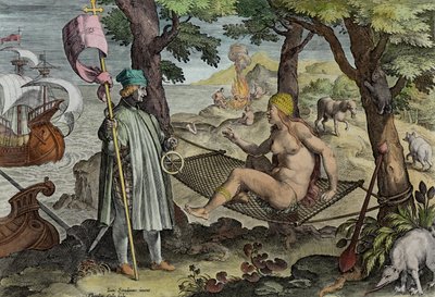 Vespucci Discovering America, Theodor Galle (1571-1633) tarafından oyulmuş 