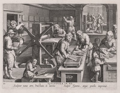 Aes'teki Heykeltıraş, Bir Oymacının Atölyesi by Jan van der Straet, called Johannes Stradanus