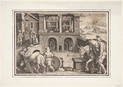 bir su değirmeni by Jan van der Straet, called Stradanus