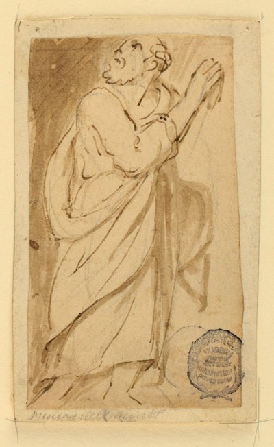 Bir çizim kitabının sayfası; Klasik kıyafetleri içinde yaşlı adam by Jan van der Straet, called Stradanus