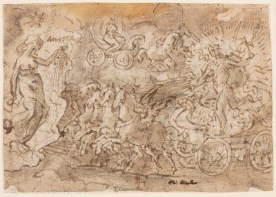 Bir eskiz defteri sayfası; Apollo ve Aurora by Jan van der Straet, called Stradanus
