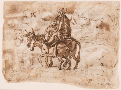 Bir eskiz defteri sayfası; Mısır'a uçuş; çarmıha germe by Jan van der Straet, called Stradanus