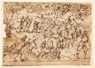 Eskiz Defteri Sayfası; avlanma sahnesi by Jan van der Straet, called Stradanus