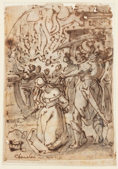 Bir Kadın Şehidin Kafasının Kesildiği Eskiz Defteri Sayfası by Jan van der Straet, called Stradanus