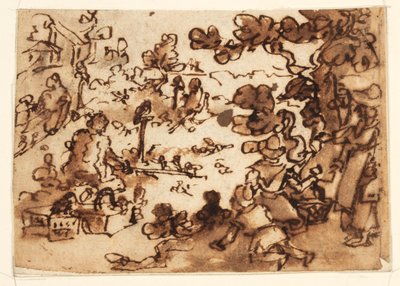 Kuşları tuzağa düşüren Sketchbook Sayfası by Jan van der Straet, called Stradanus