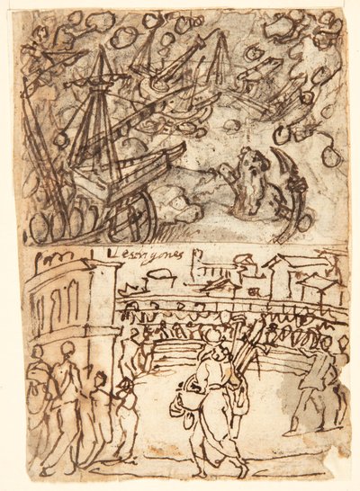 Tepegözlü Eskiz Defteri Sayfası by Jan van der Straet, called Stradanus