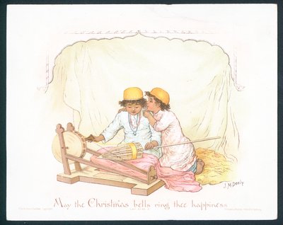 İki genç erkek (chromolitho) ile Victoria Noel kartı by Jane M. Dealy