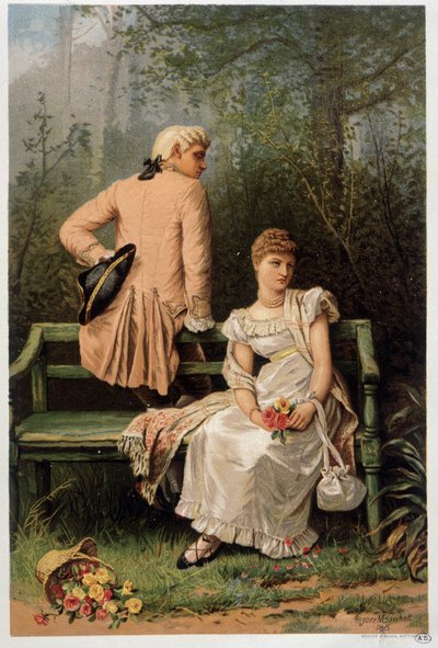 Aşıklar arasındaki sitemler sahnesi, İngiliz kromosu by Jane Maria Bowkett