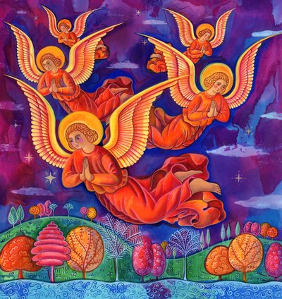 Melekler, 1999, (mürekkep ve guaj) by Jane Tattersfield