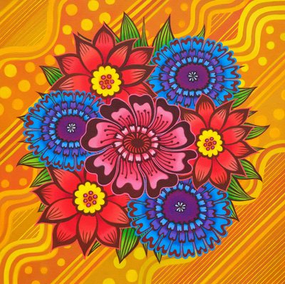 Sarı üzerine çiçekler,2022,(tuval üzerine yağlı boya) by Jane Tattersfield