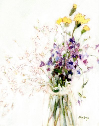 Daphne için Floksa, Karanfil ve Bebek Nefesi, c. 2018 (kağıt üzerine suluboya) by Janel Bragg