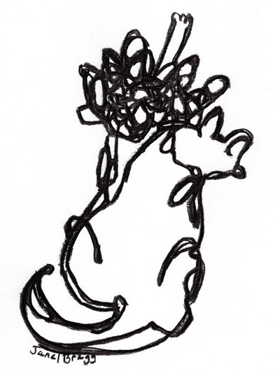 Rosetta Kedisi Hareket Halinde, c.2025 (kağıt üzerine karakalem) by Janel Bragg