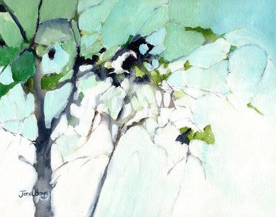 Mutfak Penceremden Görünüm, c.2016 (kağıt üzerine suluboya) by Janel Bragg