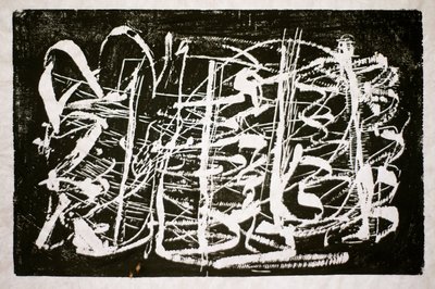 Zamanın müziği, 2014 (pirinç kağıdına elektrikli testere gravürü) by Janet McKenzie