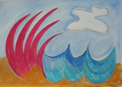 Wormiston denizi, 2013 (kağıt üzerine guaj ve sulu boya) by Janet McKenzie