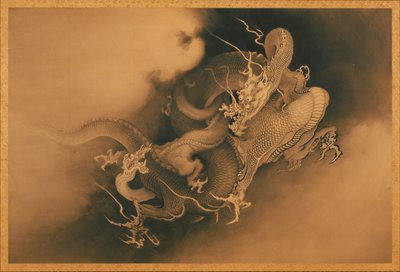 Bulutlarda İki Ejderha by Japanese Kanō Hōgai