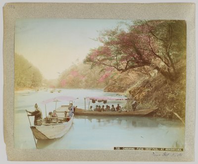 Chiborino-Fuchi (Derin Havuz), Arashiyama, Japonya (el boyaması s/b fotoğraf) by Japanese Photographer