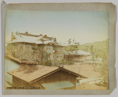 Fujiya Hotel, Miyanoshita, Hakone, Kanagawa Eyaleti, Japonya (el boyaması s/b fotoğraf) by Japanese Photographer