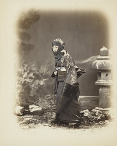 Karda Japon kadın (el boyaması s/b fotoğraf) by Japanese Photographer